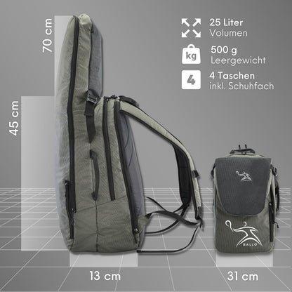 BALLO Tennisrucksack Tennistasche mit Schläger- und Schuhfach, grau