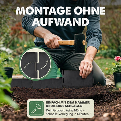 LAINFELD Rasenkante Kunststoff 10 m, Beeteinfassung anthrazit, 130 mm
