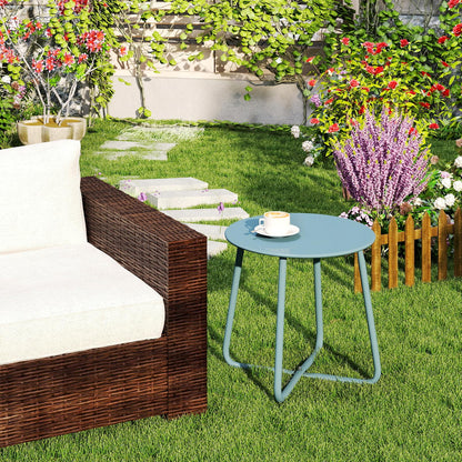 HollyHOME Beistelltisch Outdoor rund Metall wetterfest Grau Blau