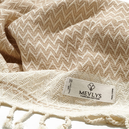 MEVLYS Hamamtuch im 2er-Pack, Baumwolle, Petrolblau/Pastellbeige