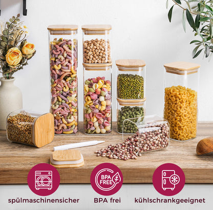 Happy Lemuro Premium Vorratsgläser eckig – 400 & 920 ml
