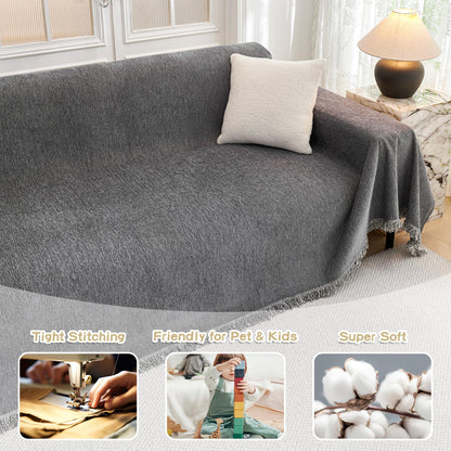 MYSKY HOME Sofaüberzug 180 x 300 cm, Dunkelgrau, Kratzschutz
