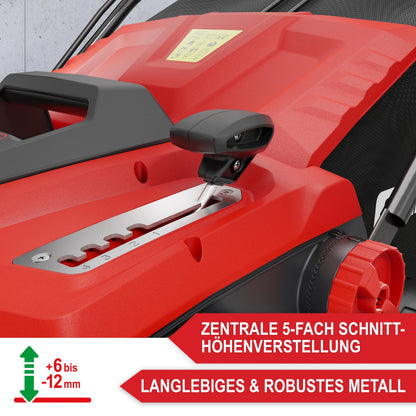 ONBEST 2in1 Elektro-Vertikutierer 1800 W, 38 cm, 45 l Fangkorb