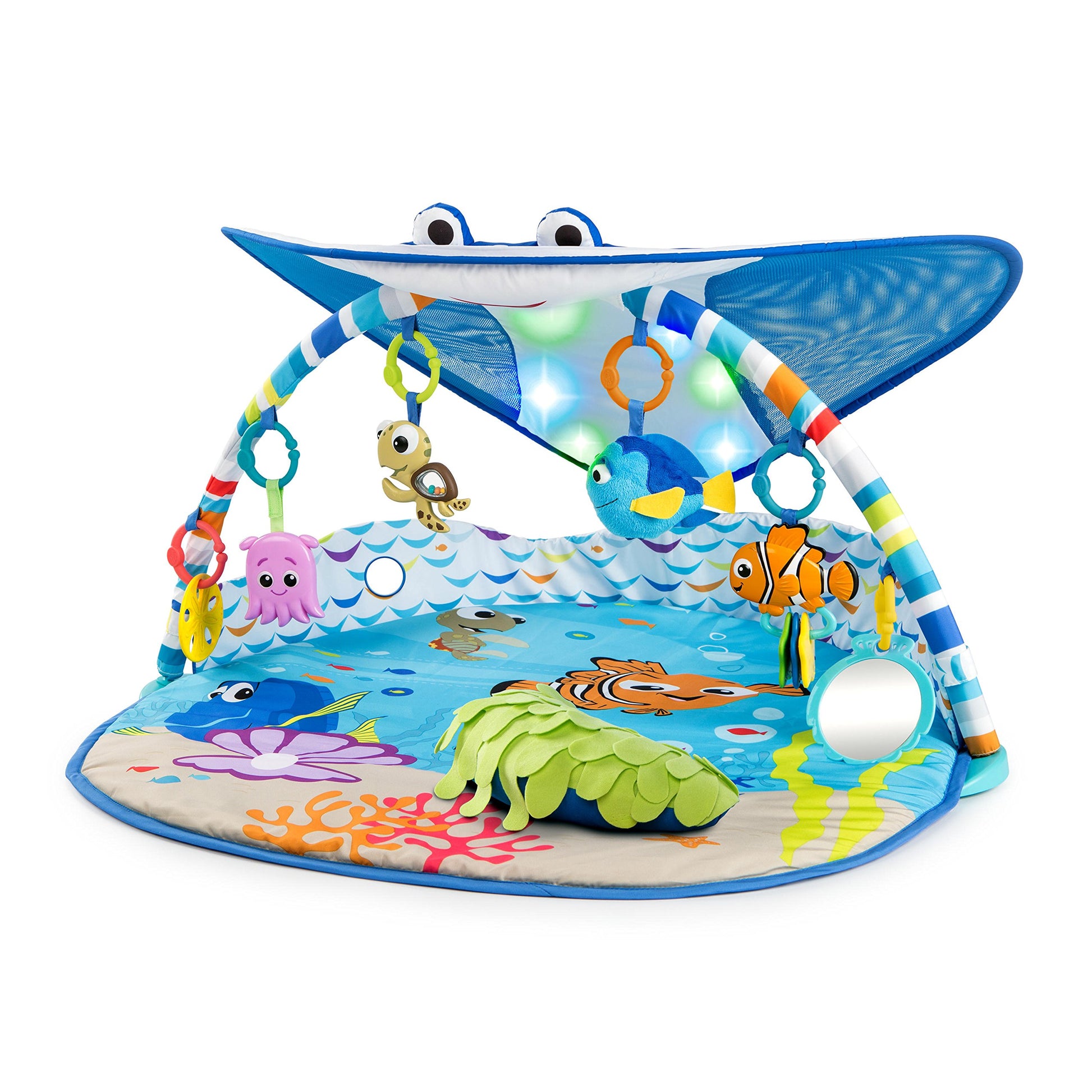 Bright Starts Disney Baby Findet Nemo Spieldecke – Lichter & Melodien. Bunte Matte mit Nemo-Motiv. Fördert Babys sensorische Entwicklung.