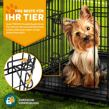 TRESKO Hundekäfig faltbar 2 Türen – Transportkäfig 122x74.5x80.5 cm