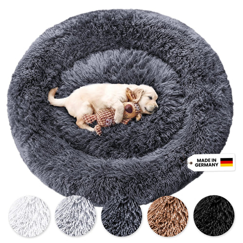 Wahre Tierliebe Hundebett Fluffy Wolke - Das Original. Rundes, flauschiges Hundebett für Hunde zum Schlafen.