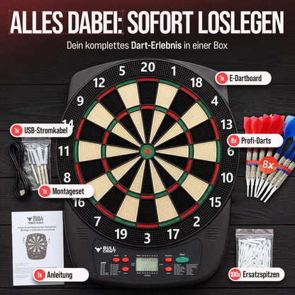 BULL CRAFT Elektronische Dartscheibe – Softdartboard Komplettset