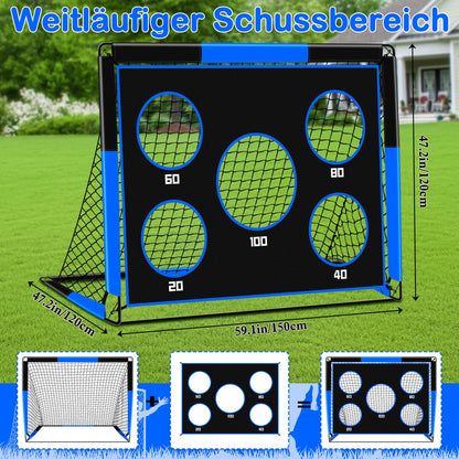 Gofady 2-in-1 Fussballtor für Kinder, 150 x 120 cm, 5 Zielbereiche