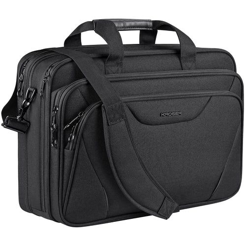 KROSER Laptoptasche 18 Zoll, erweiterbar, wasserabweisend, mit Schultergurt und PU-Griffen