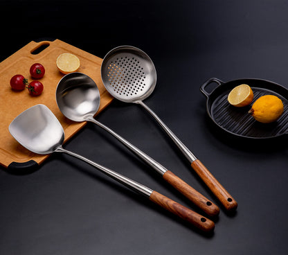 FJNATINH Wok Pfannenwender und Schöpflöffel Set aus 304 Edelstahl