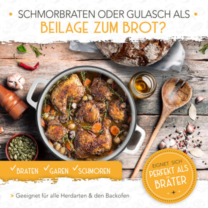 KRUSTENZAUBER Brotbacktopf Gusseisen emailliert 26 cm mit Gärkorb