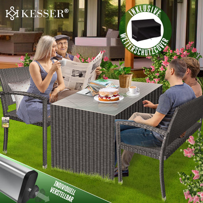 KESSER Gartenbank Polyrattan 2-Sitzer wetterfest - Anthrazit
