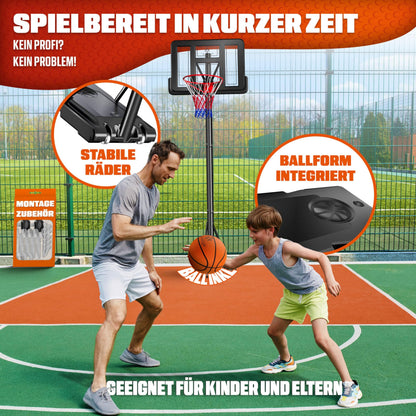 KESSER Basketballkorb Outdoor höhenverstellbar 230–305 cm mit Rollen