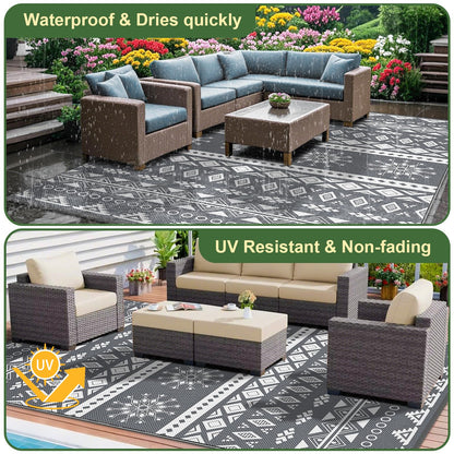 MOKANI Outdoor Teppich wetterfest, wendbar, 180x270 cm, Grau