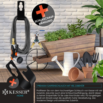 KESSER Flexibler Gartenschlauch 30 m, dehnbar, Sprühpistole, Anthrazit