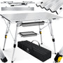 KESSER® Campingtisch faltbar aufrollbar 90x53cm - Silber: Rechteckiger Tisch mit aufrollbaren Alu-Lamellen und faltbarem Alu-Gestell. Bietet stabile Ablage.