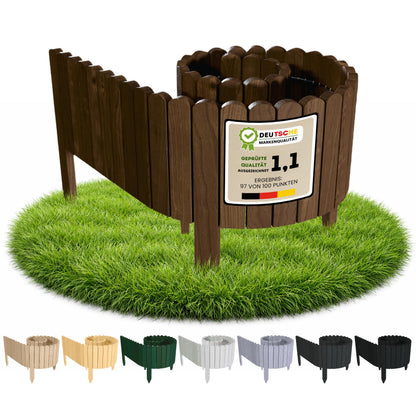 Floranica Beetumrandung 20 x 200 cm Braun, Beeteinfassung aus Holz, flexible Holzpalisaden als Rasenkante