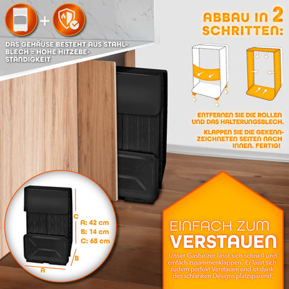 TRESKO Infrarot Gasheizung 4200W Gasofen mit Regler – Schwarz