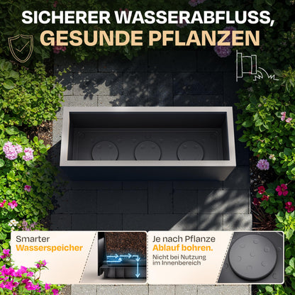 Ondis24 Vulkan Pflanzkübel rechteckig Wasserspeicher - 2er Anthrazit