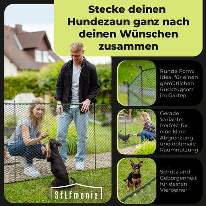 SELFmania Hundezaun 25 m x 120 cm, mobiler Begrenzungszaun in Schwarz