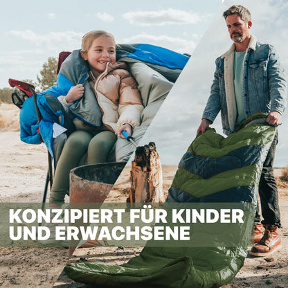 MalloMe Schlafsack Deckenschlafsack für Erwachsene und Kinder, grün