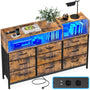 ODK Kommode mit Steckdosen, USB & LED – 9 Stoffschubladen. Rechteckiger Korpus mit Schubladen. Laden und Beleuchten.