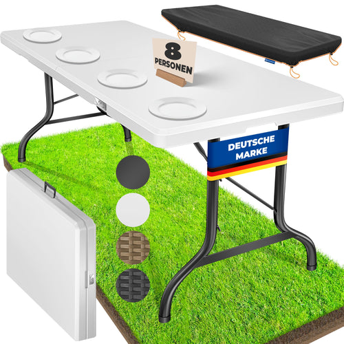 KESSER® Klapptisch Buffettisch 183x76 cm weiss für 6 Personen. Dieser weiße, rechteckige Klapptisch dient als flexibler Esstisch oder Buffet.