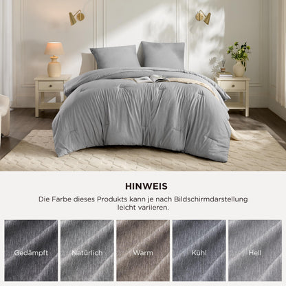 BEDSURE Bettdecke 135x200 cm mit Kissenbezug 80x80, Nebelgrau