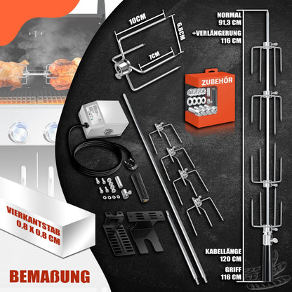 KESSER® Edelstahl Grillspiess Set 107cm für Weber Spirit Gasgrill