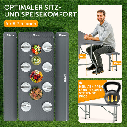 Blumtal Bierzeltgarnitur 3er Set klappbar, Rattan-Optik, schwarz