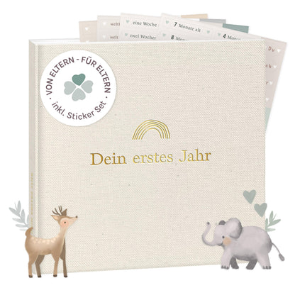 mintkind Mein erstes Jahr Babyalbum, Leinen Beige, 176 Seiten