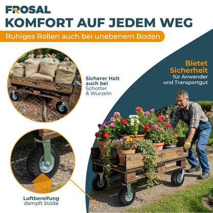 FROSAL Lenk- und Bockrollen Set Luftreifen 260 mm für Bollerwagen