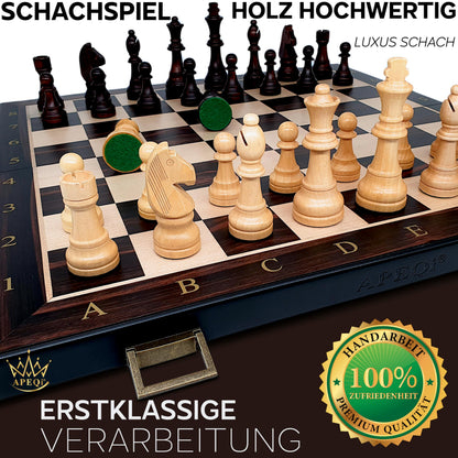 APEQi® Luxus Schachspiel Holz – Gross 54x54cm klappbar