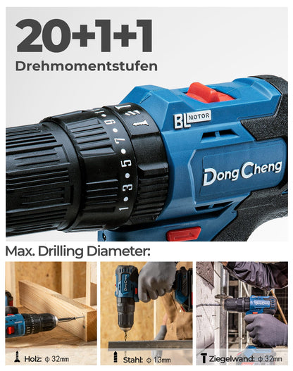 Dong Cheng Akku-Schlagbohrschrauber-Set 18V 50Nm bürstenlos