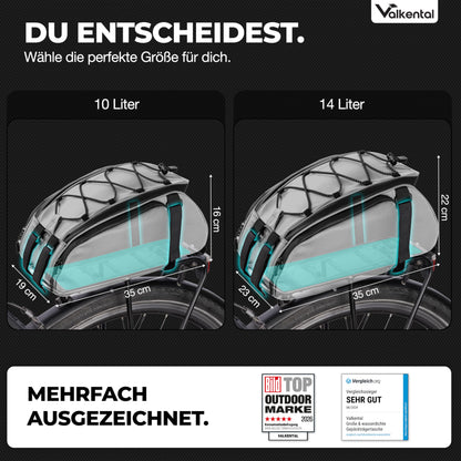 Valkental 3in1 Gepäckträgertasche mit Rucksackfunktion, 10 Liter