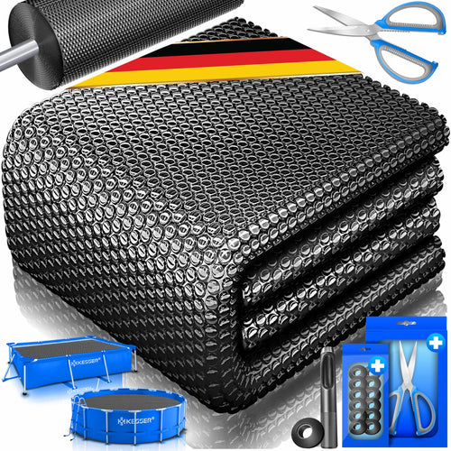 KESSER® Pool Solarabdeckplane Solarfolie – Rechteckig 600x400cm. Blaue, rechteckige Luftpolsterfolie zum Erwärmen des Poolwassers und Reduzieren der Verdunstung.