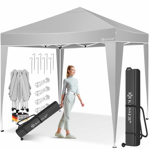 KESSER® Pop-Up Faltpavillon 3x3m Gartenpavillon - Grau. Grauer Faltpavillon für schnellen Wetterschutz im Garten.