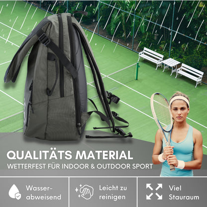 BALLO Tennisrucksack Tennistasche mit Schläger- und Schuhfach, grau