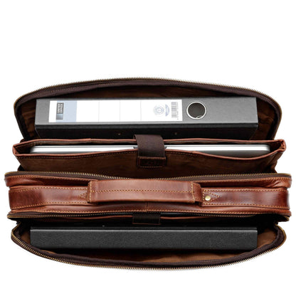 SID & VAIN Simon XL Laptoptasche 15.4 Zoll braun Echtleder