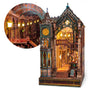 FUNPOLA Magic Library Book Nook Kit – LED 3D Holzpuzzle, Miniatur-Bibliothek aus Holz mit Infinity-Spiegel