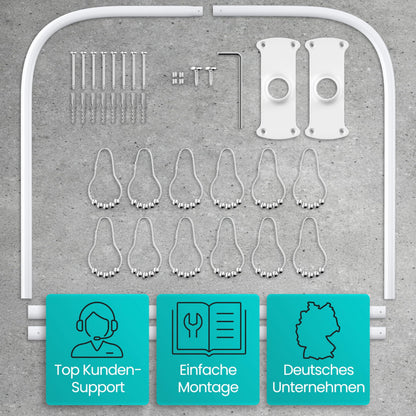 Winkel Duschstange L/U Form 6-in-1 System – Rostfrei, ohne Deckenhalterung