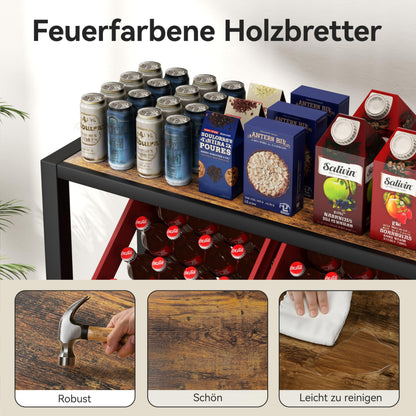 Josmimic Getränkekistenregal mit Holzablage für 4 Kästen, Schwarz