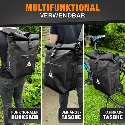 FREITHAL 3in1 Fahrradtasche 25L, Rucksack & Gepäckträgertasche