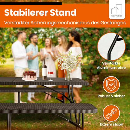 NewHabitat Bierzeltgarnitur klappbar, 3-teilig, Kunststoff, Schwarz
