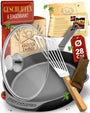 KRUSTENZAUBER Gusseisenpfanne Induktion 28cm – Mit Deckel, rund, schwarz. Vielseitig einsetzbar zum Braten und Schmoren.