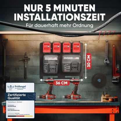 Adlerfokus Wandhalterung für Einhell 18V Akkus und Ladegeräte
