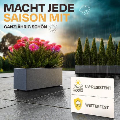 Ondis24 Vulkan Pflanzkübel rechteckig Wasserspeicher - 2er Anthrazit