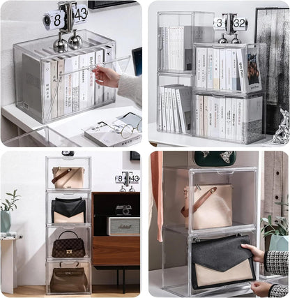 GUDEMAY Aufbewahrungsbox transparent mit Magnetverschluss, 3er Set