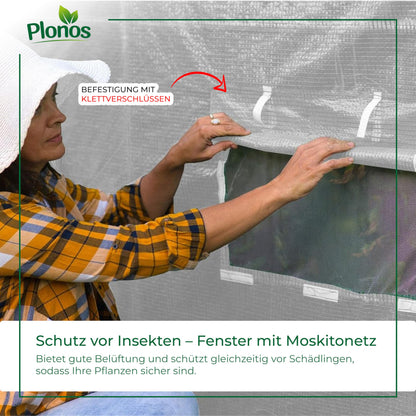 Plonos Gewächshaus Folientunnel 2 x 3,5 m, Stahlrahmen, 7 m²