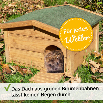 Hecht zooprinz Igelhaus aus Massivholz, winterfest, mit Boden und Dach